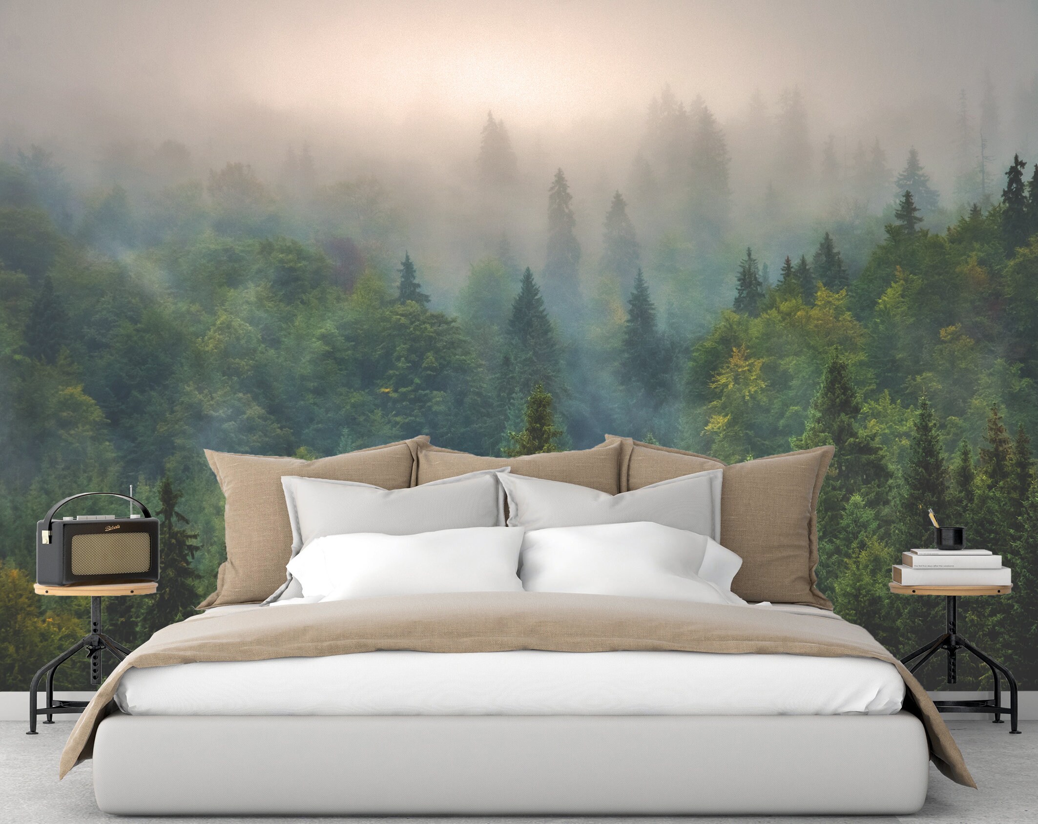 Wall Mural Vinyl Wallpaper Forest Wallpaper Large Wall Decor Etsy