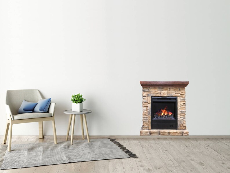 Fireplace Poster Brick Fireplace Decal Fireplace Print Wall Etsy