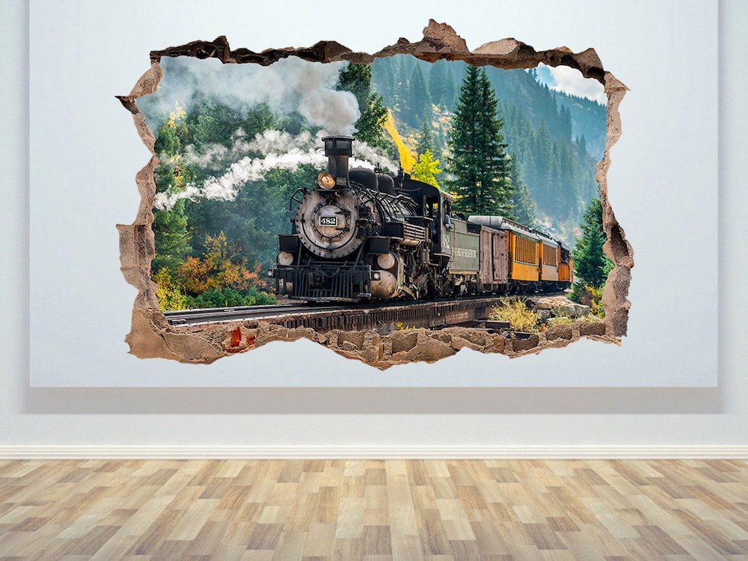 Steam Train Wall Sticker Old Train Vintage Train Retro Train Wall Decal