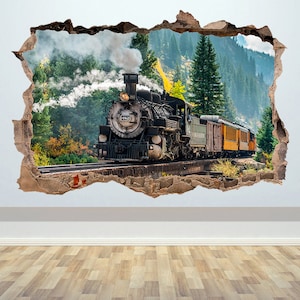 Steam Train Wall Sticker Old Train Vintage Train Retro Train Wall Decal Railway Poster Vitage Railway Decal Boy Gifts Steam Train Printed