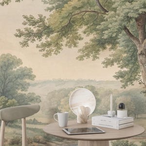 Countryside Mural Tree Scenic Wallpaper Peel & Stick Vintage Landscape ...