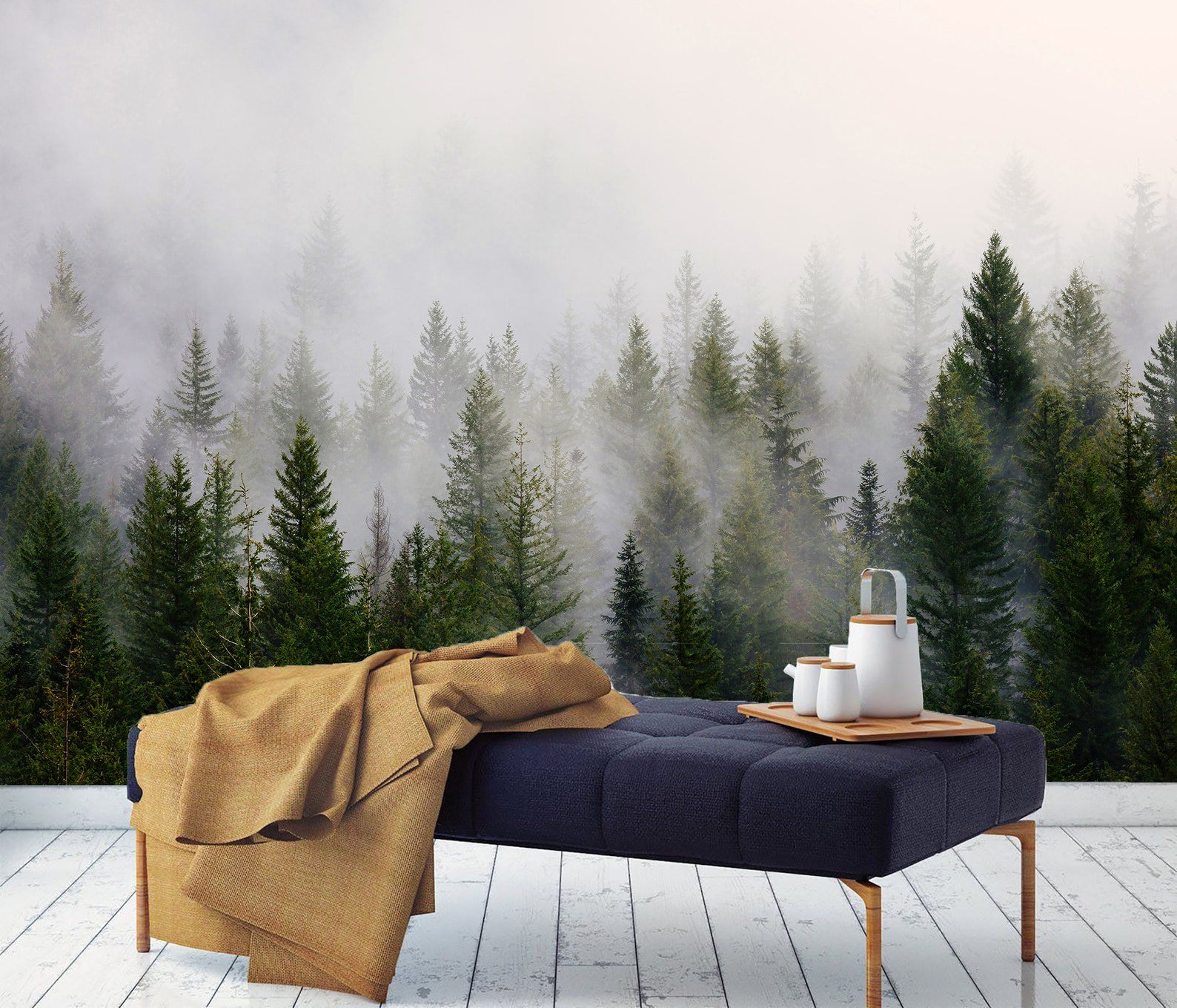 Mist Forest Wall Mural Wallpaper Peel and Stick Vinyl - Etsy