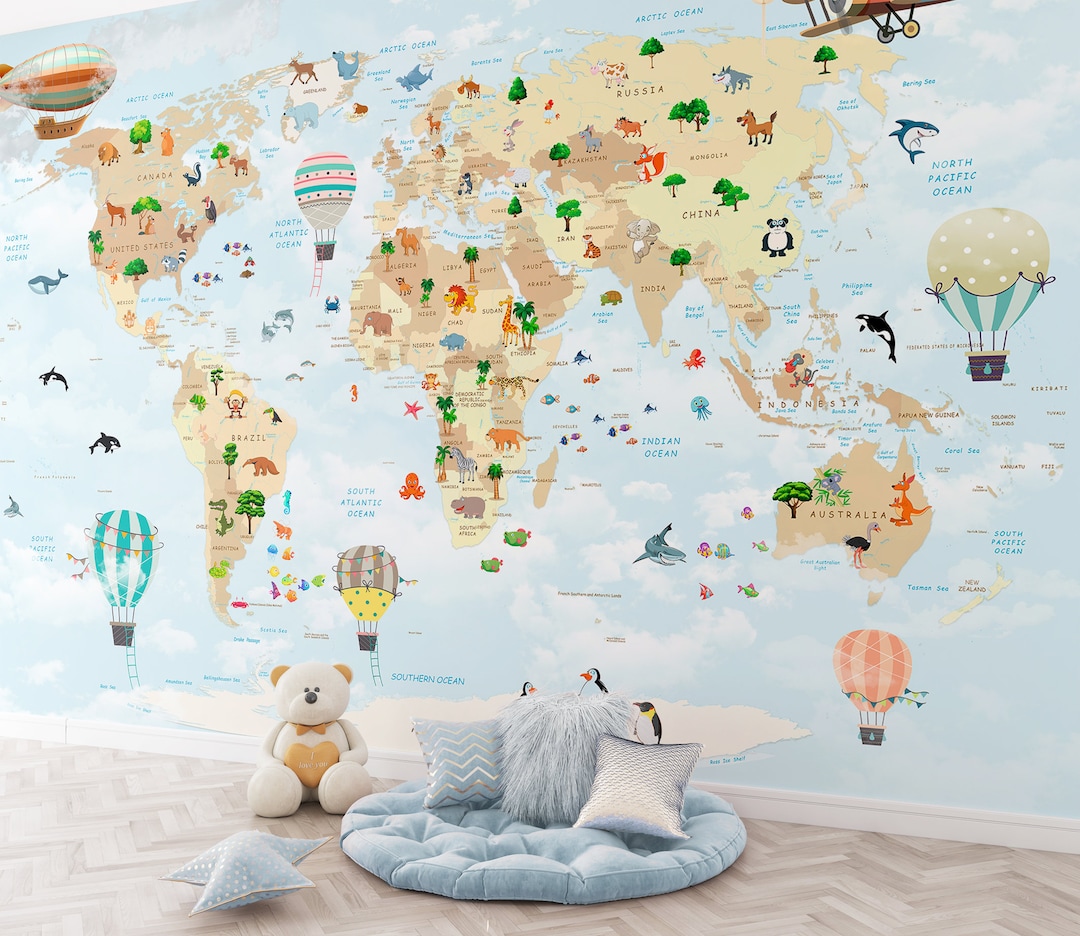 Wall Decor Kids Playroom Mural Wallpaper Peel and Stick Cool Country ...