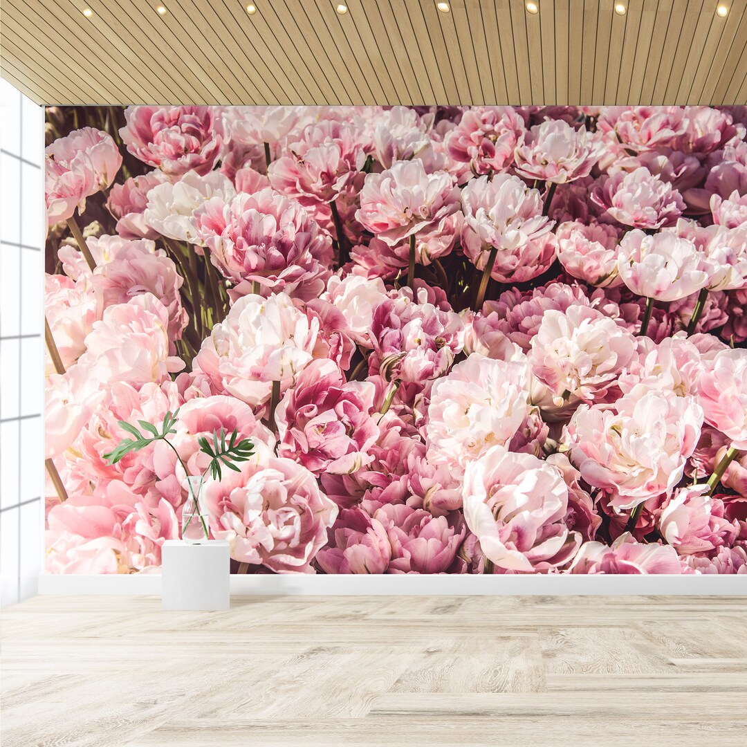 Pink Peony Floral Wallpaper Peel and Stick / Traditional - Etsy