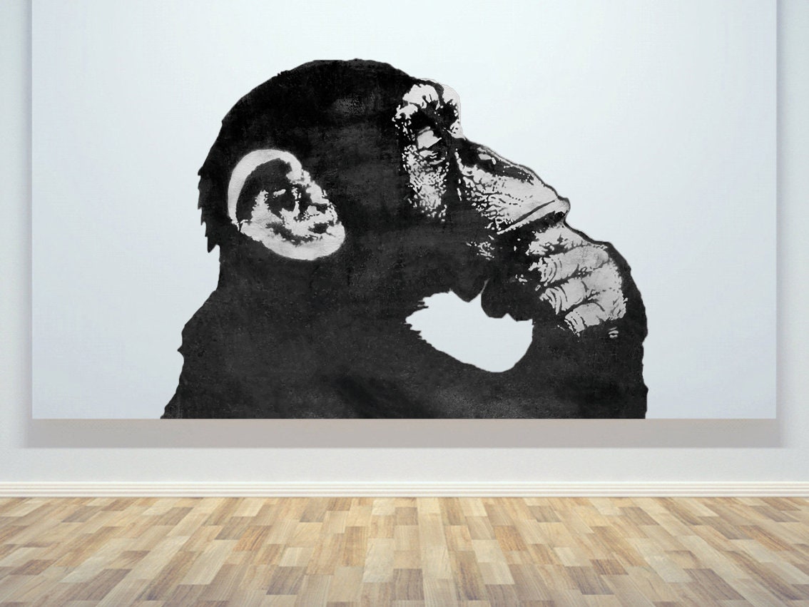 Thinking Monkey Wall Sticker Street Art Wall Decal Graffiti Etsy
