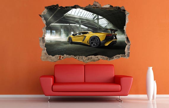 Black Lamborghini Aventador Vinyl Wall Art Sticker 