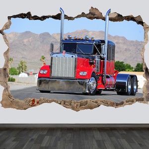 Semi Truck Large Wall Sticker Kids Wall Decal Playroom Wall Decor Vehicle Truck Wall Decal Semi Truck Print Gift for Boy Garge Wall Decor