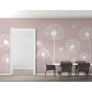 Carta da parati murale minimalista con tarassaco, staccabile e attaccabile / tradizionale - Carta da parati floreale - Carta da parati botanica - Carta da parati per camera da letto per bambini