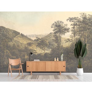Vintage Tropische Landschaftstapete Schälen und Aufkleben Wandbild Retro Malerische Tapete Schlafzimmer Wohnzimmer Tapete Wandbild Druck