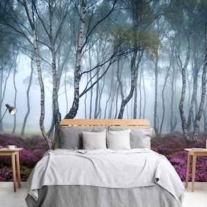 Papier peint forêt brumeuse chambre papier peint forêt brumeuse papier peint forêt autocollant forêt mystique arbres Nature paysage papier peint