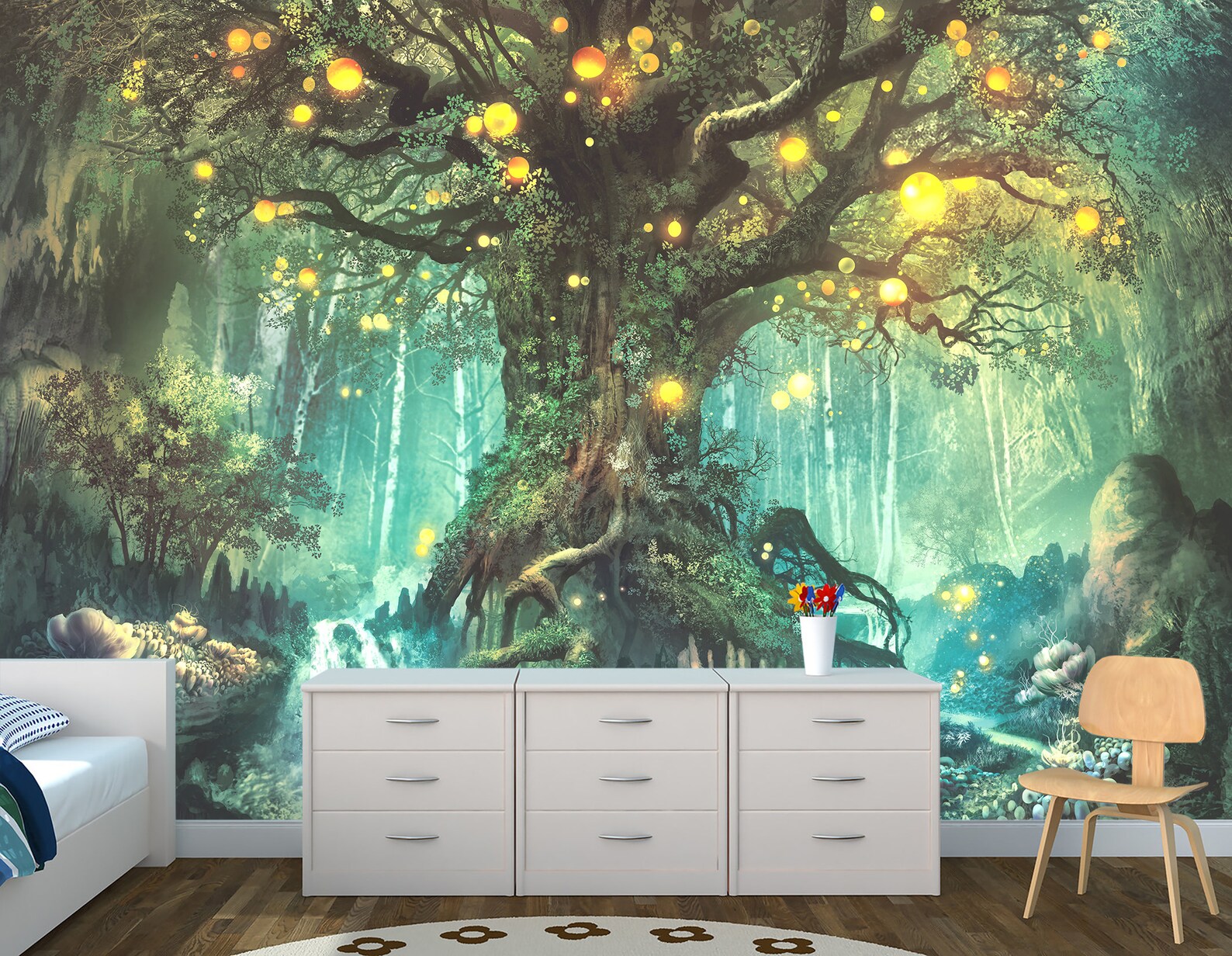 Fantasy Tree Wallpaper Magic Forest Wall Mural Peel and Stick Etsy