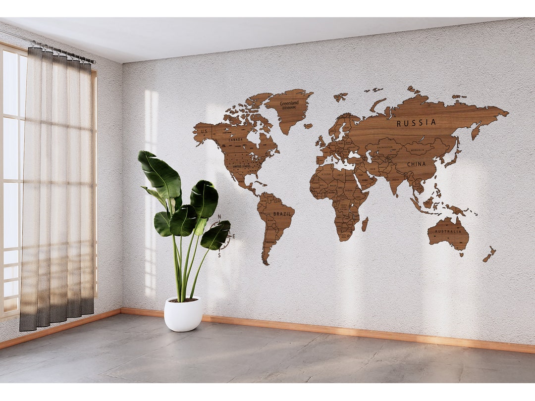 World Map Wall Decal Map of World Wall Sticker Print Large Wall Art ...