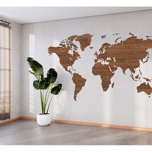 World Map Wall Decal Map of World Wall Sticker Print Large Wall Art Travel Map Wall Decor Home Office Wall Decor Travel Room Decor