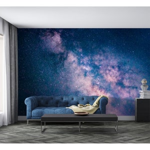 Carta da parati murale per cameretta dei bambini con spazio, staccabile e attaccabile, per sala giochi, cameretta dei bambini, carta da parati con spazio, galassia e nebulosa, carta da parati murale per cameretta con spazio