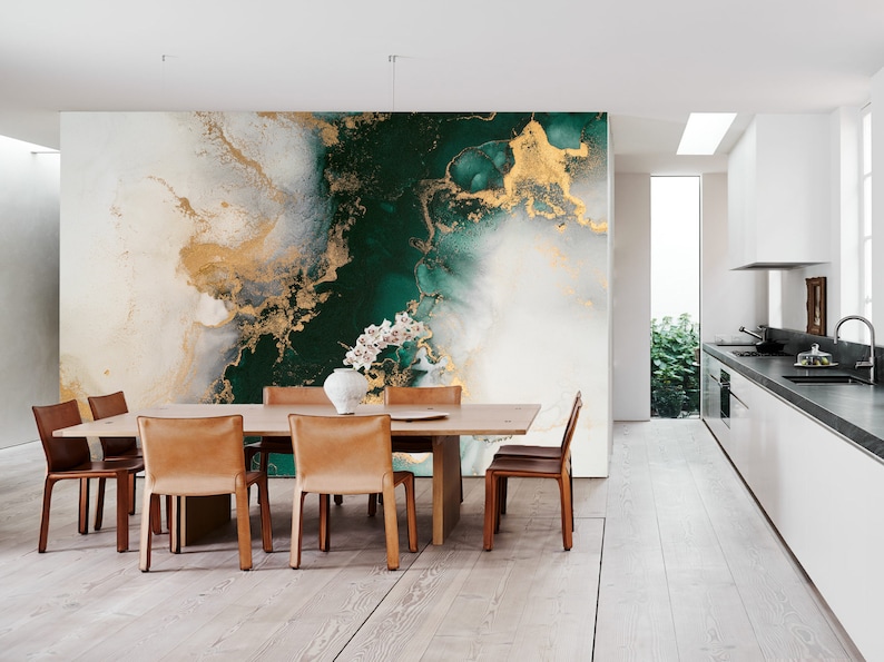 Grey Green Abstract Marble Wall Mural Peel N Stick Wallpaper - Etsy