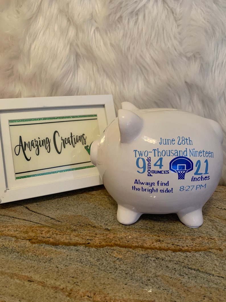 Personalized Piggy Bank Custom Piggy Bank Birth Facts Bank Etsy