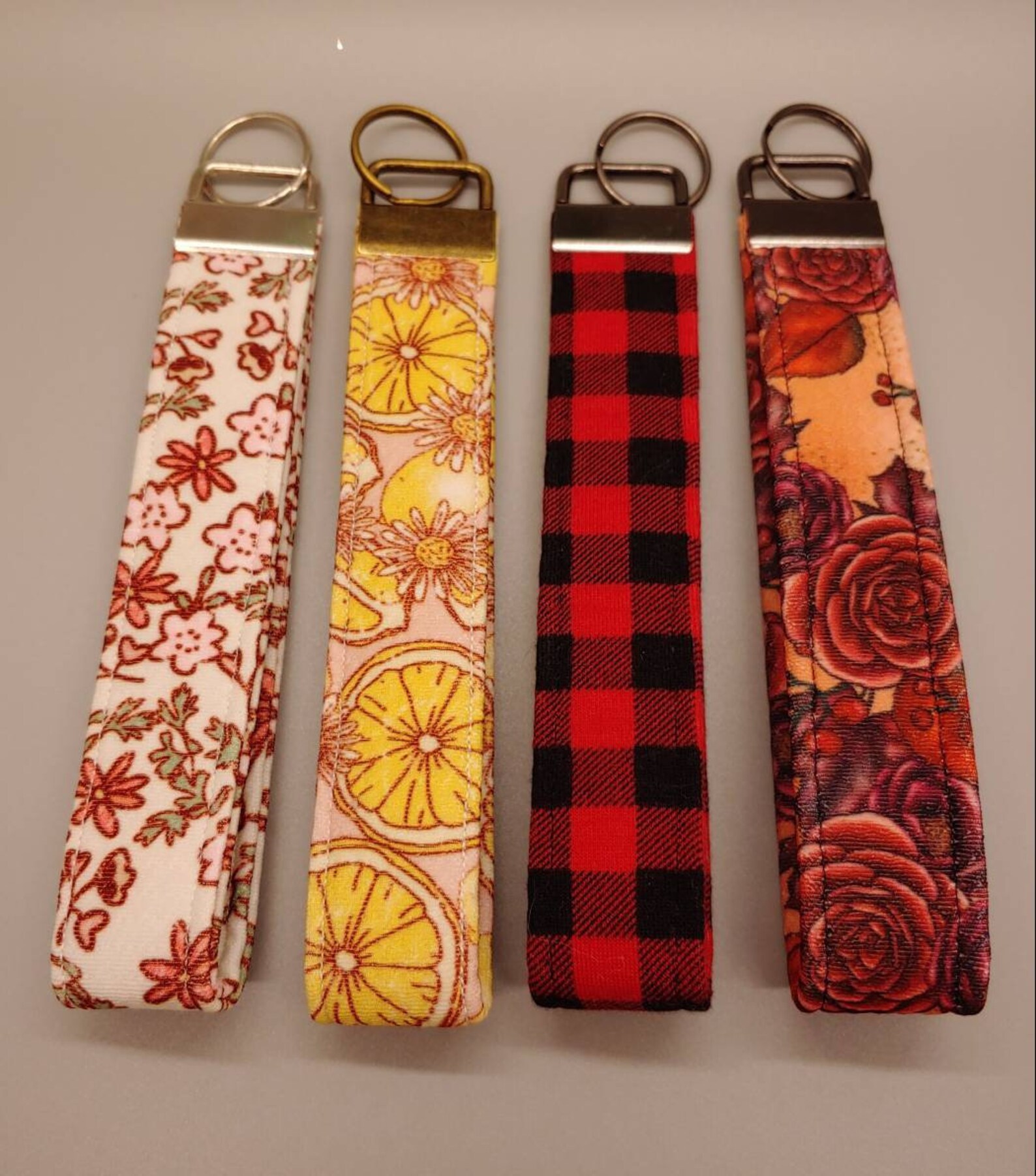 Custom Floral Fabric Wristlet Keychain Key Fob Etsy