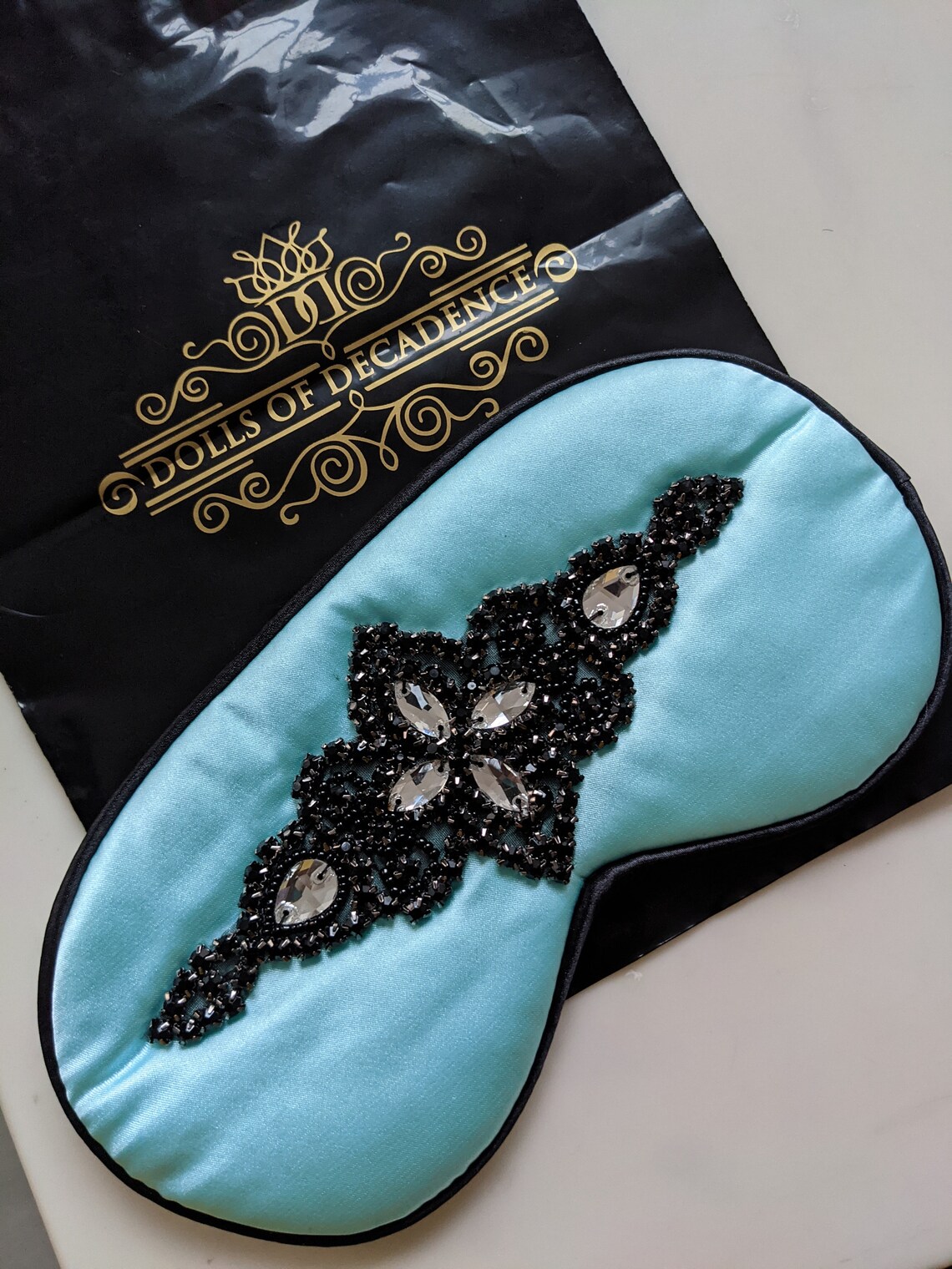 Luxury Satin Jade Rhinestone Embellished Sleep Mask Gift Set Etsy
