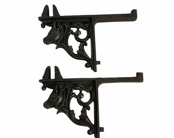 1900, Éléments antiques en fonte pour la pendaison, meubles anciens en métal, éléments en fer de vache, supports en fer antiques.