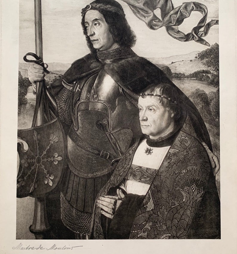 Portrait of Giovanni Bellini Antique wall decor Antique set of 3 LARGE military lithographs Chromolithographic Historical figures.