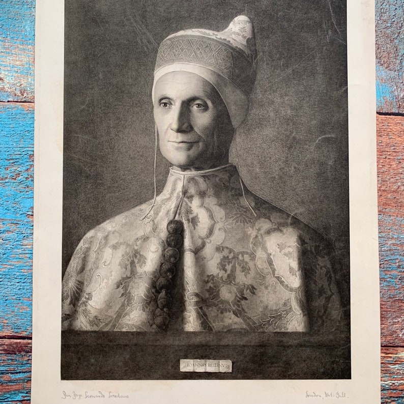 Portrait of Giovanni Bellini Antique wall decor Antique set of 3 LARGE military lithographs Chromolithographic Historical figures.