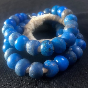 Antique Cobalt Blue Dutch Dogon Beads, Wound Glass, &quot;DouDou Mauretanie&quot;