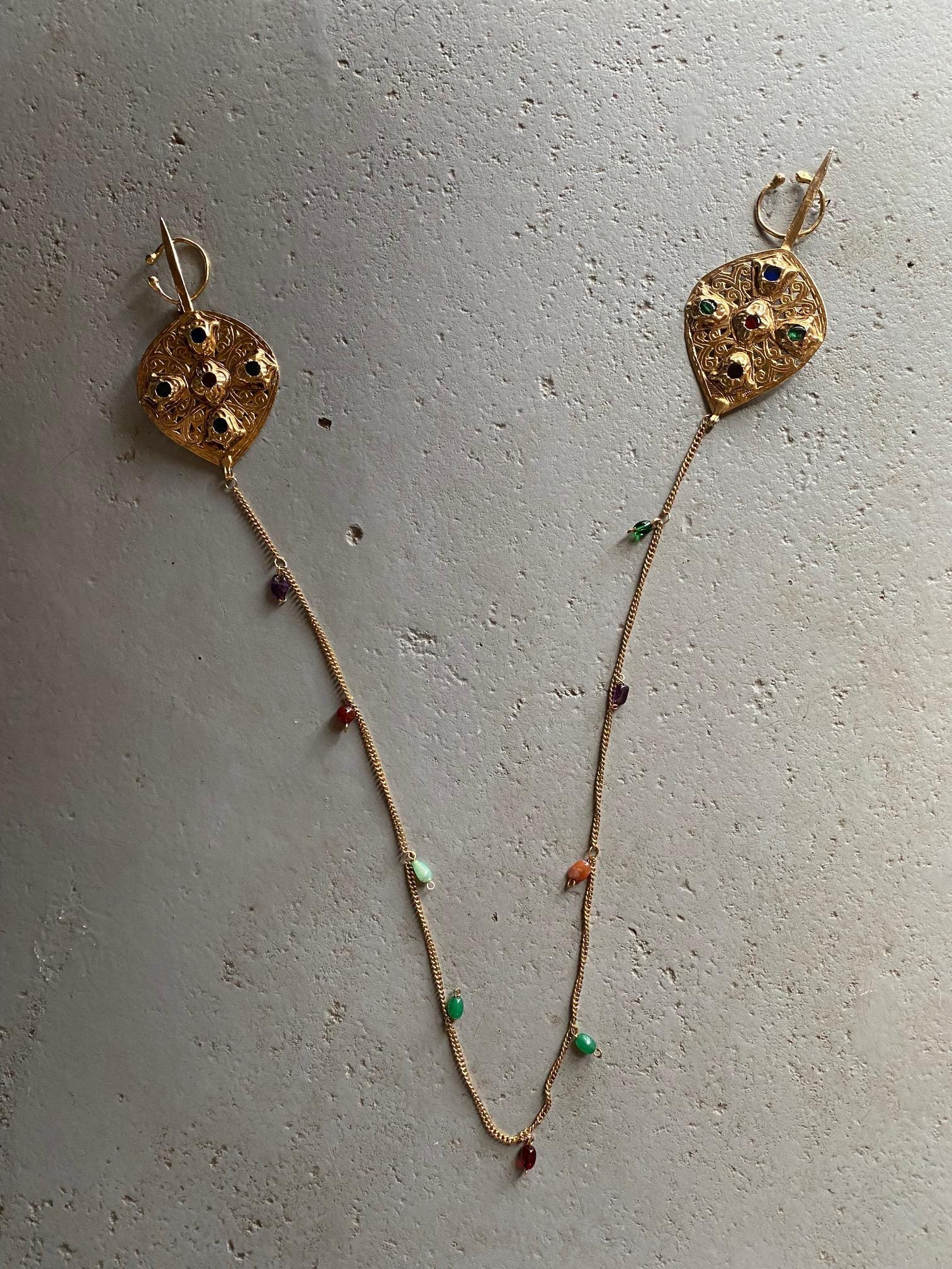 Fibule Ancienne (broche) En Métal Argenté - Motif Main De Khamsa (Fatma) - Provenance Tunisie