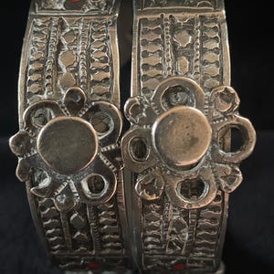 A set of beautiful worn, patinated, silver anklets , Algerian, Saharan, early 1900s