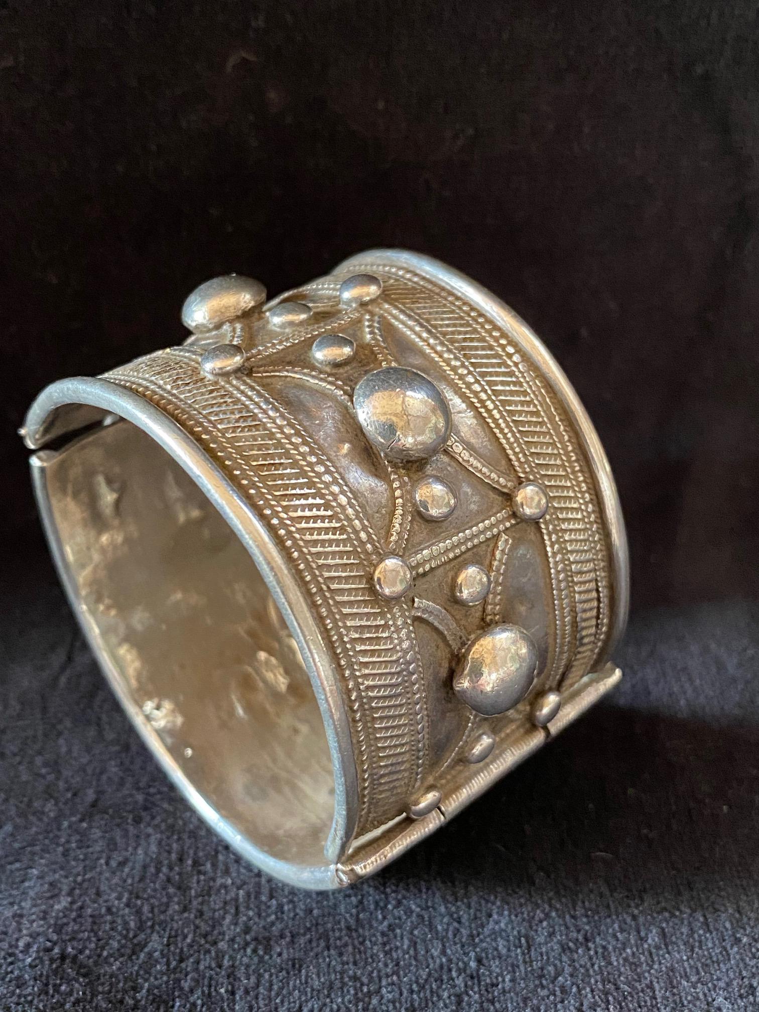 Bracelet Ancien Rashaïda En Argent Massif - Ethiopie Yémen Mer Rouge, Ethnique Vintage