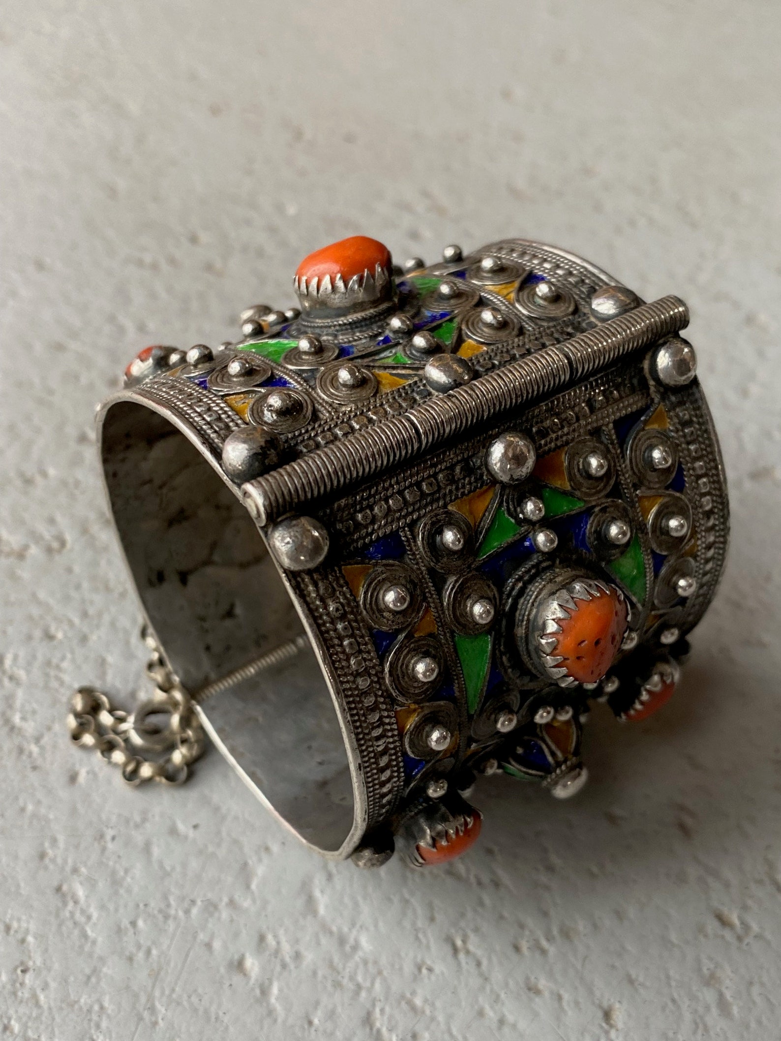 Bracelet Manchette Vintage En Argent Massif 925 Grand Kabylie (Beni Yenni) - Fait Main Années 80