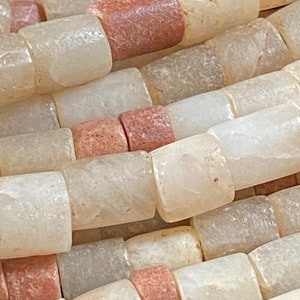 Strand of small ancient quartz beads, excavated in Mali, originally from India (Cambai), cylinder shape, dated from 9th to 13th century.