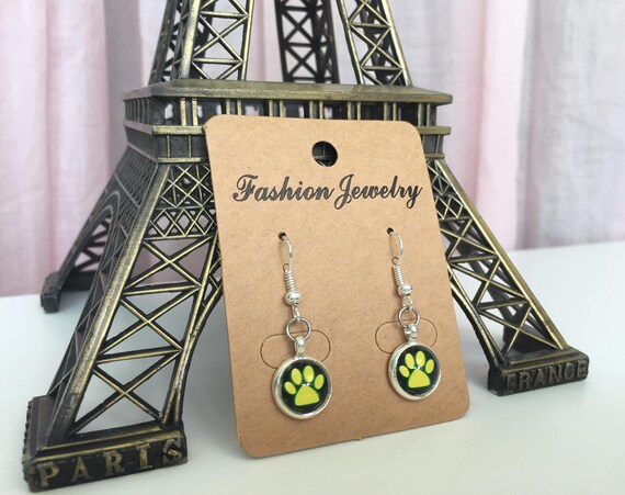 Miraculous Ladybug Chat Noir Cat Noir Paw Symbol Cabochon Earrings Silver Plated Suitable For Allergics Glow In The Dark
