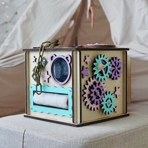 Cube occupé de voyage, cube occupé 1 an, jouet cubique occupé, boîte occupée pour bébés, planche occupée sensorielle, planche sensorielle, jouets pour enfants autistes