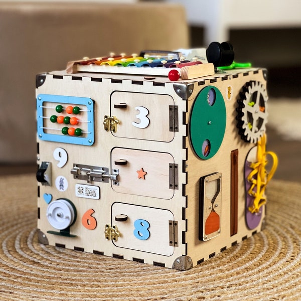 Holzwürfel Personalisiert, Activity Würfel Baby, Personalized Baby Cube, Busy Cube Montessori, Busy Cube, Sensory Toy, Montessori Busy Cube