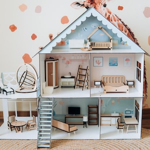 Toddler dollhouse, kid&#39;s dollhouse set, playhouse for doll, kid play dollhouse, dollhouse furniture, dollhouse play set, miniature furniture