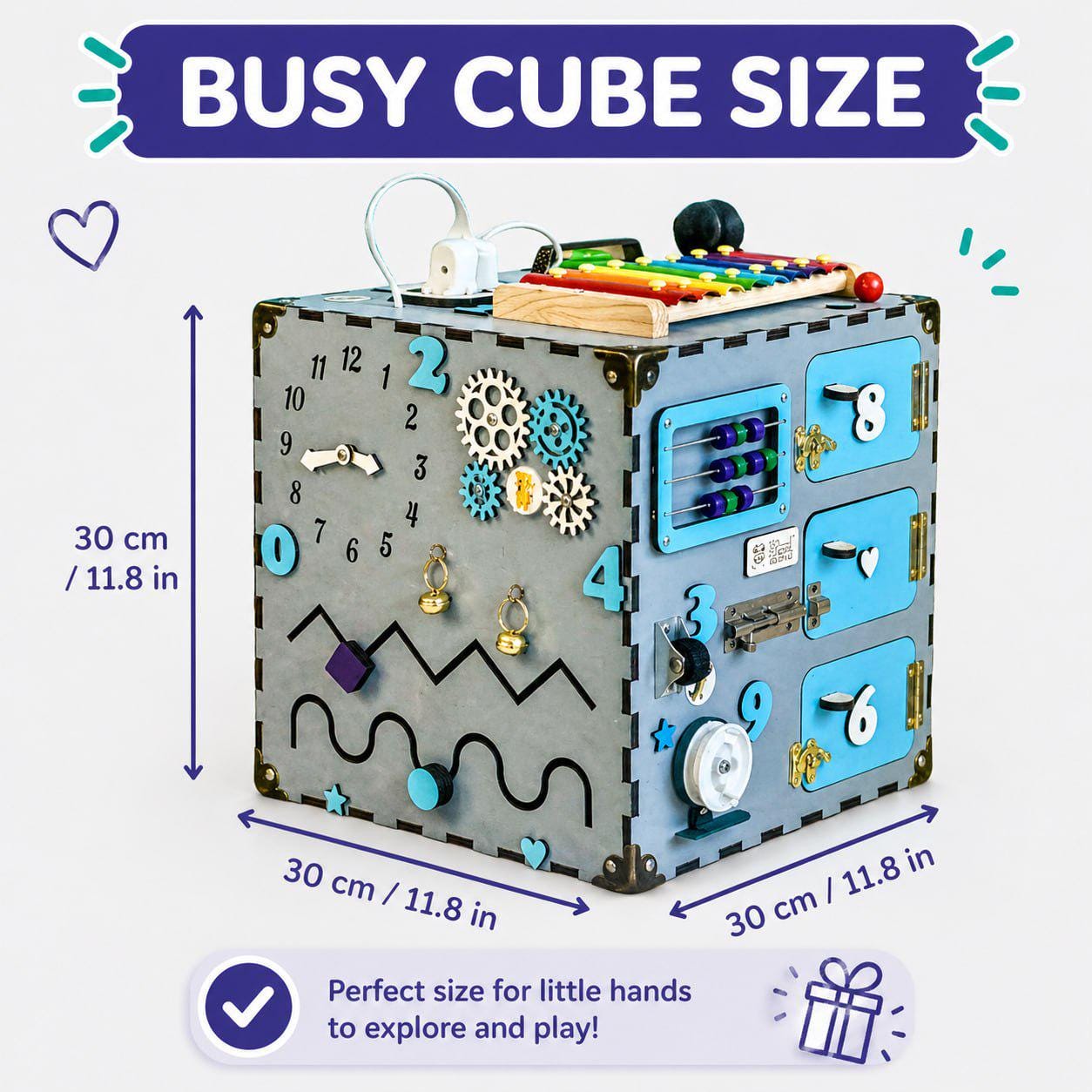 Luckynono Cube Sensoriel 3D – 10 Fils Silicone – Motricité Fine Et Anti-stress – Autisme TDAH – Montessori – Bleu