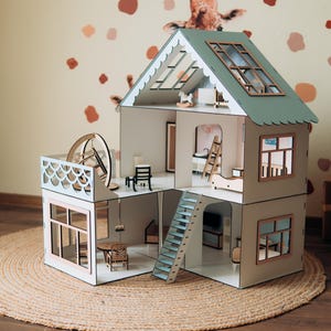Wooden kids dollhouse, handmade doll house, dollhouse furniture, wooden toy for kid, playhouse for doll, kids play doll house, kid dollhouse