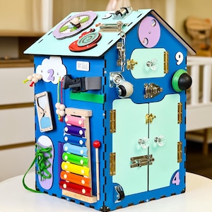 Busy house for kids, toddler busy house, educational toys, busy house wooden, colorful montessori house, toys for toddlers, busy board house