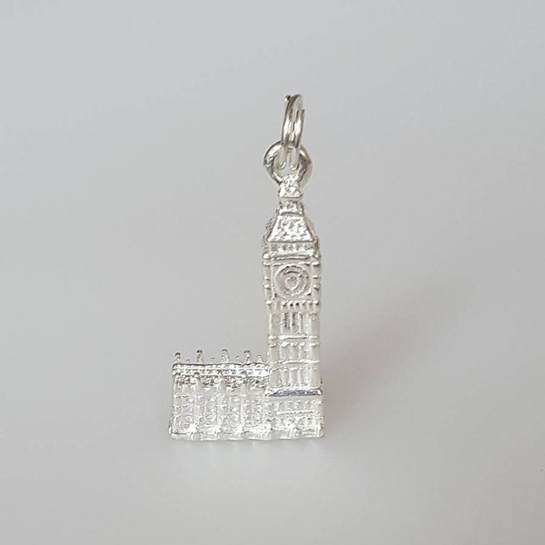 Elizabethan Tower/Big Ben  Charm Pendant in solid 925 Sterling Silver Vintage Style new