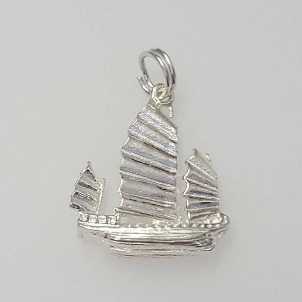 Junk Ship Charm Pendant in solid 925 Sterling Silver Vintage Style new