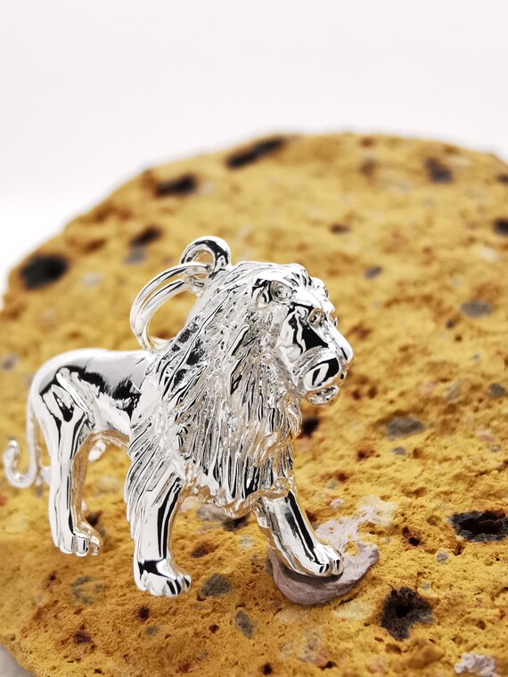 Pendentif Vintage Lion - Signe Du Zodiaque En Argent Massif, Pièce D'occasion Unique