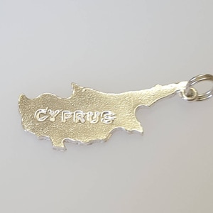 Map of Cyprus Charm Pendant in 925 Sterling Silver Vintage Style new