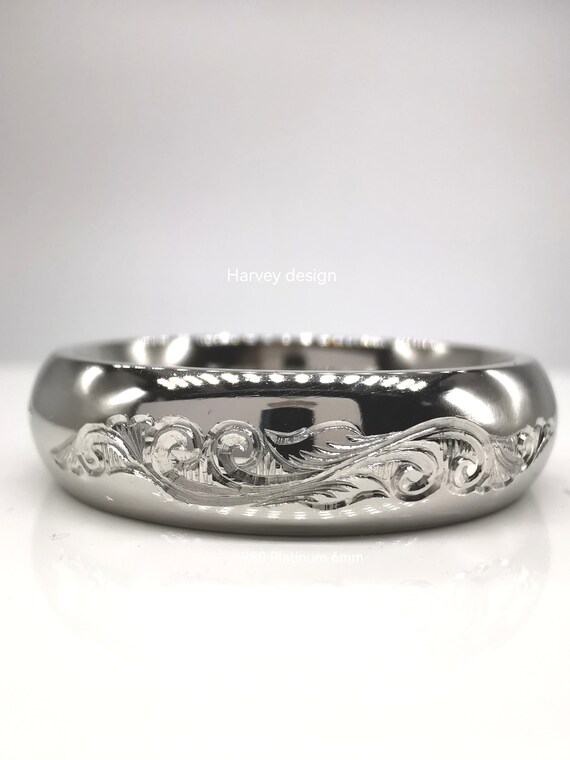 Harvey - Hand Engraved Traditional Gun Scroll Ring 6mm available 
