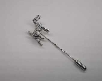 Fox Terrier Dog  Large Lapel Stick Pin in 925 Sterling Silver