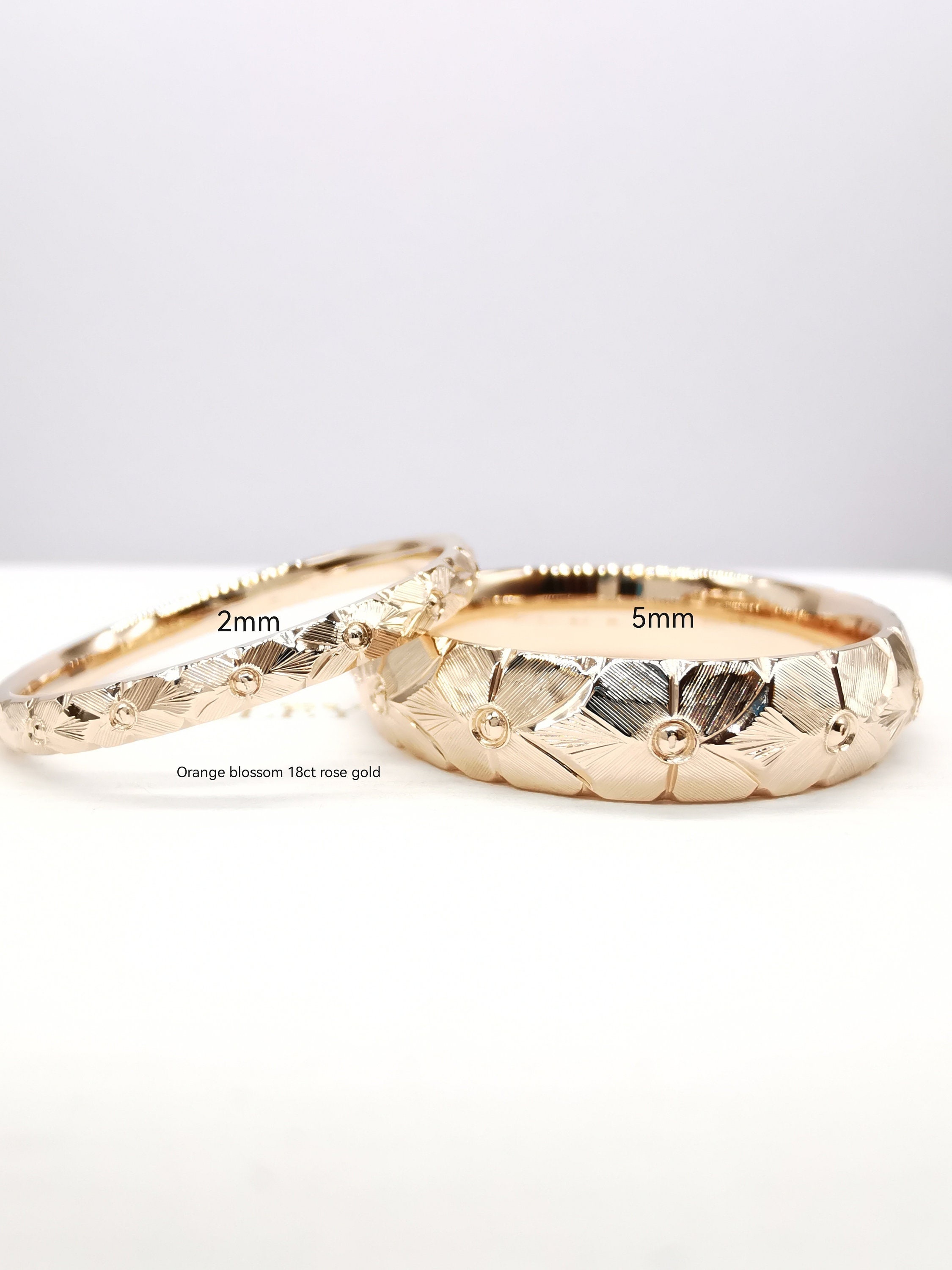 【美品】poda gold ring 17号 水晶 silver925 Orange Blossom Flower Hand Engraved Ring 2mm Available in 950