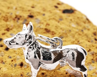 Corgi Dog Charm Pendant in solid 925 Sterling Silver Vintage Style new
