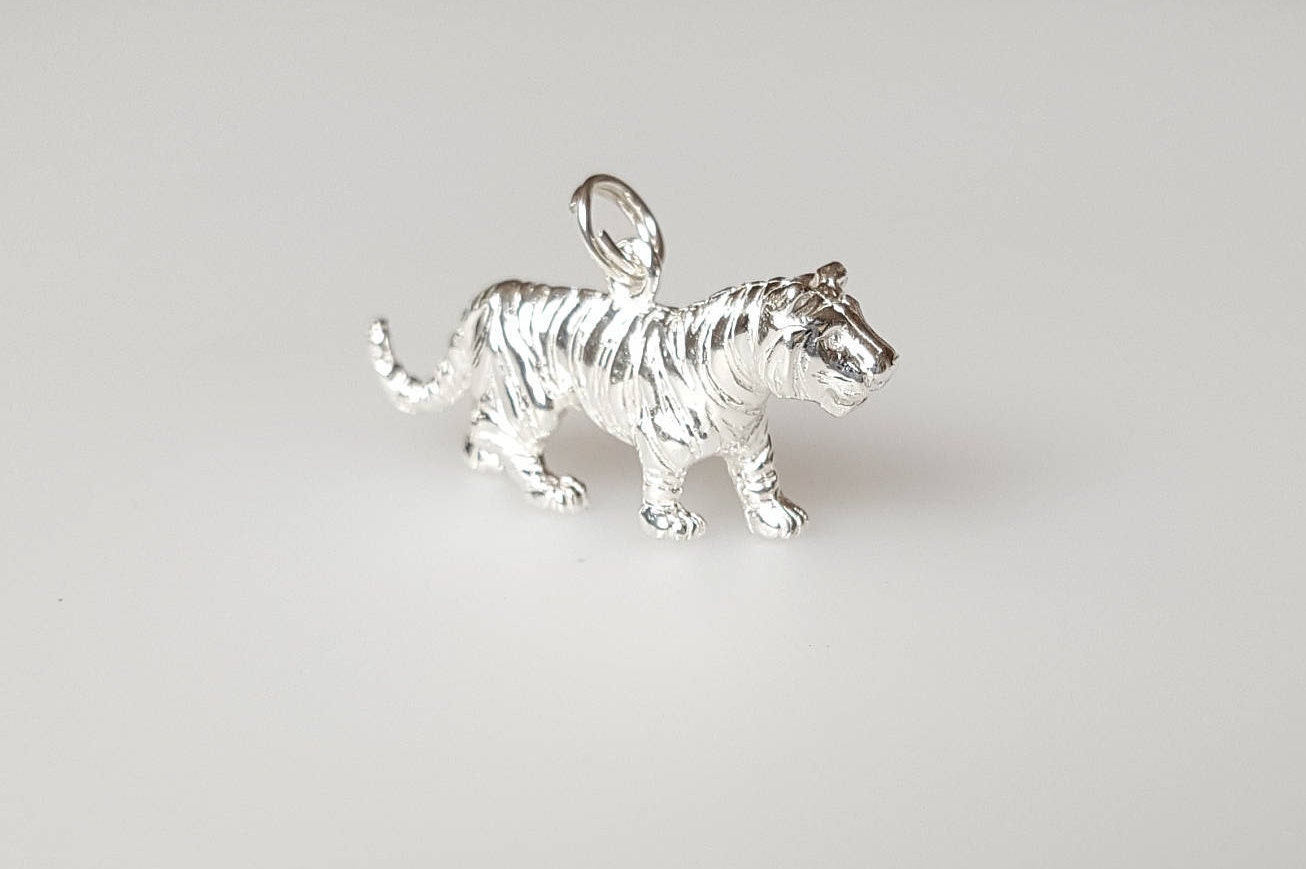 Tiger Charm Pendant in .925 Sterling Silver Etsy