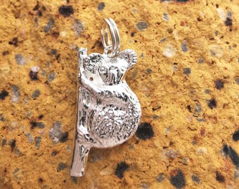 Sterling Silver Koala Bear Charm: Vintage Style Pendant