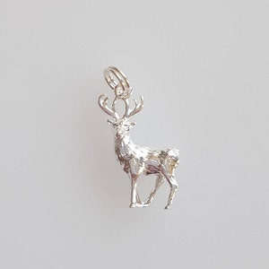 Stag  Charm Pendant in solid 925 Sterling Silver Vintage Style new Christmas stocking gifts