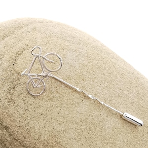 Silver Bicycle Lapel Stick Pin in 925 Sterling Silver